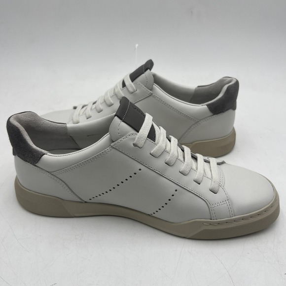 Vince Mercer Shoes Mens 7.5 White Gray Leather Low Top Casual Sneakers Classic - Picture 5 of 10